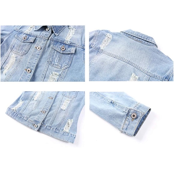 3/4 Sleeve Retro Short Denim Jackets - Picture 4 of 7